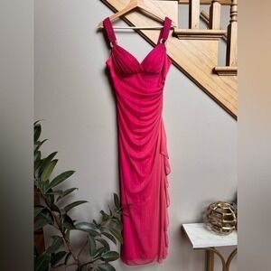 Bets Adam Womens Formal Long Dress Gown Sz 8 Mermaid Pink‎ Sparkly Gala Glam